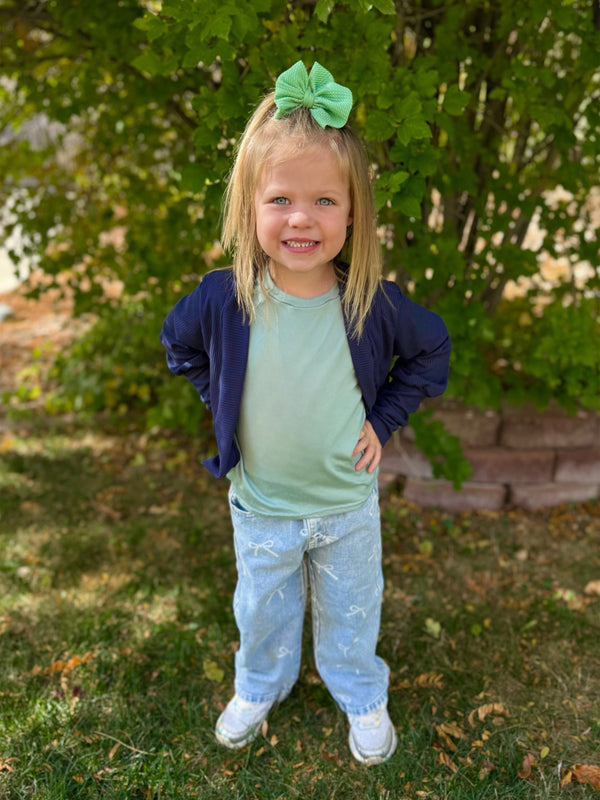 Navy Ribbed Cardigan
