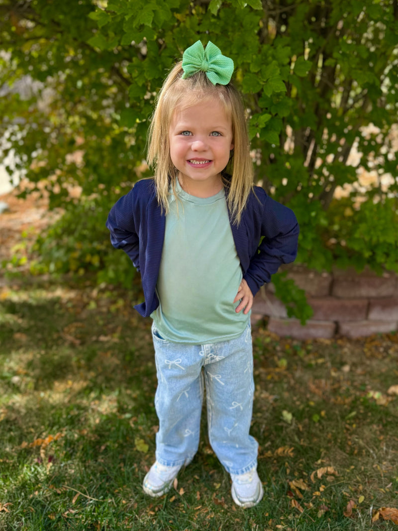 Navy Ribbed Cardigan