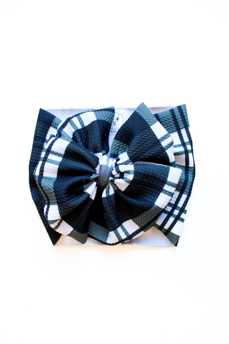 Black Plaid - Double Loop Bow - Made to Order