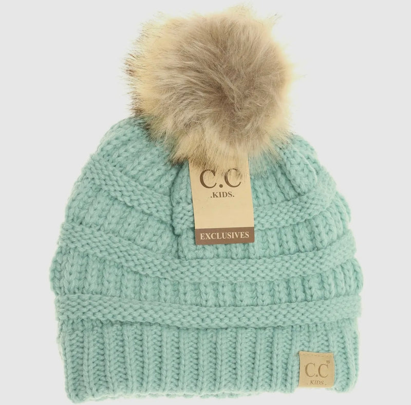 Fur Pom CC Beanie Hats - Kid