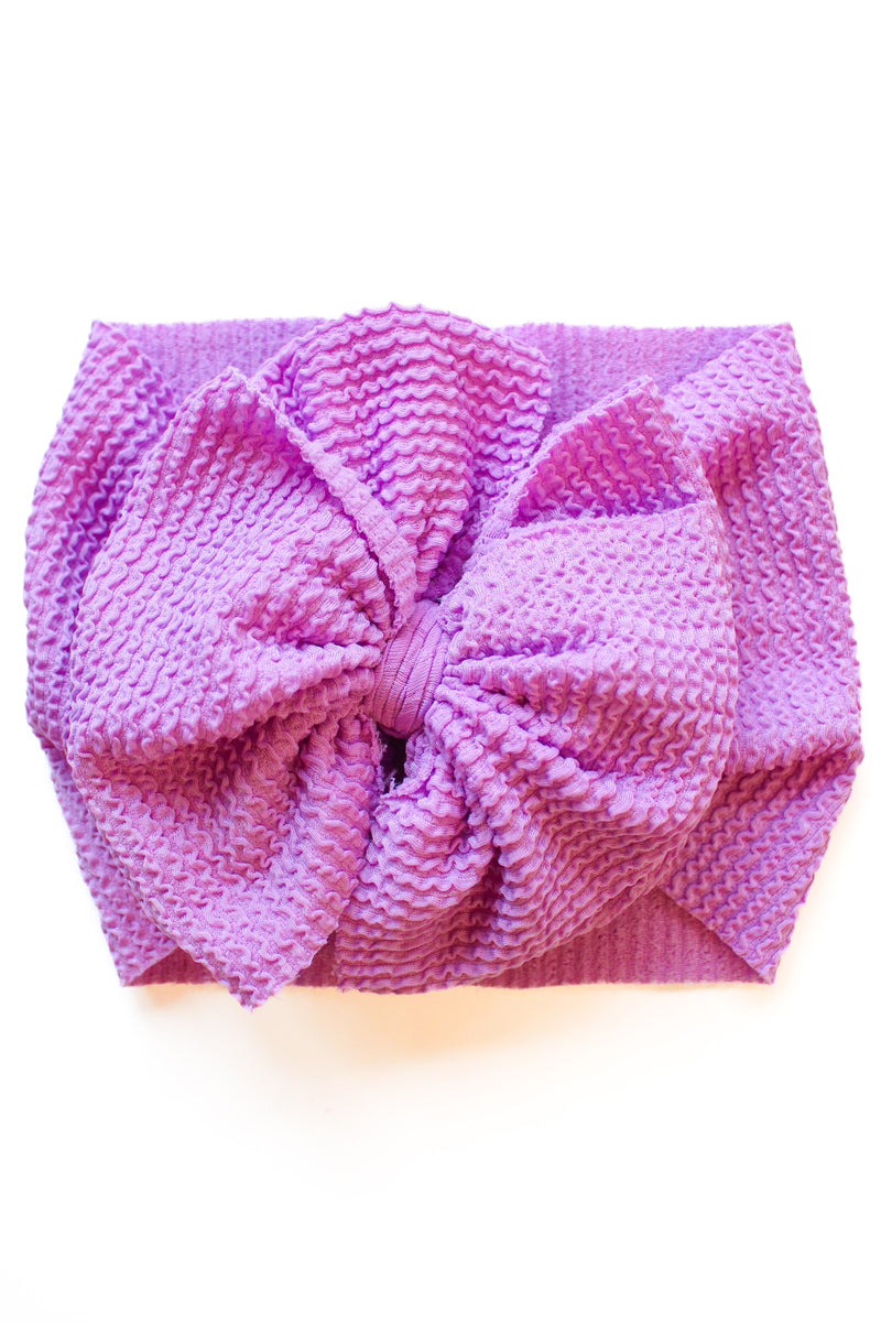 Electric Purple - Waved Ribbed  - Double Loop Hair Bow - Made to Order