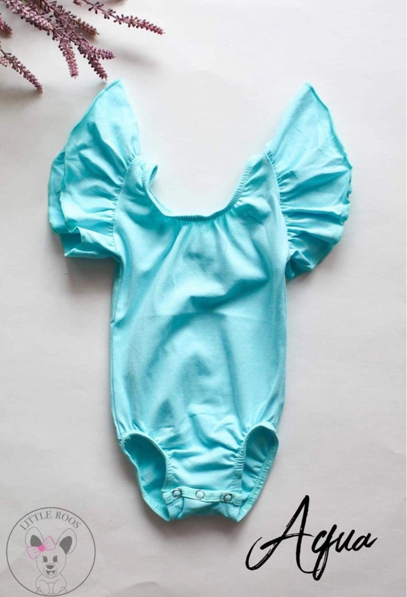 Aqua - Short Sleeve Flutter Leotards - RTS