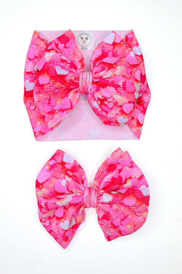 Confetti Hearts Hair Bow - Made to Order