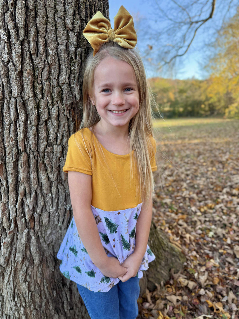 Golden - Velvet Hair Bow - Made to Order