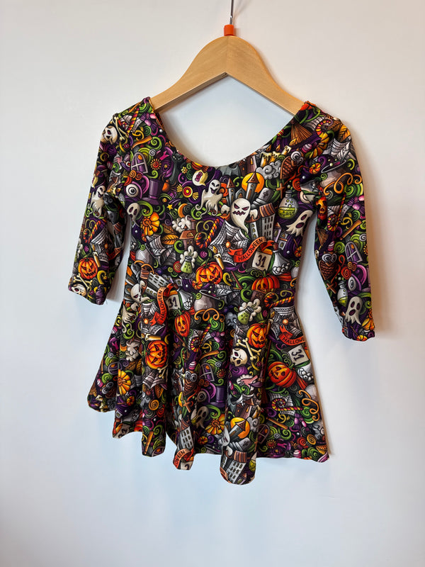 All Hallows Eve Peplum Top 3/4 length sleeves - size 4T