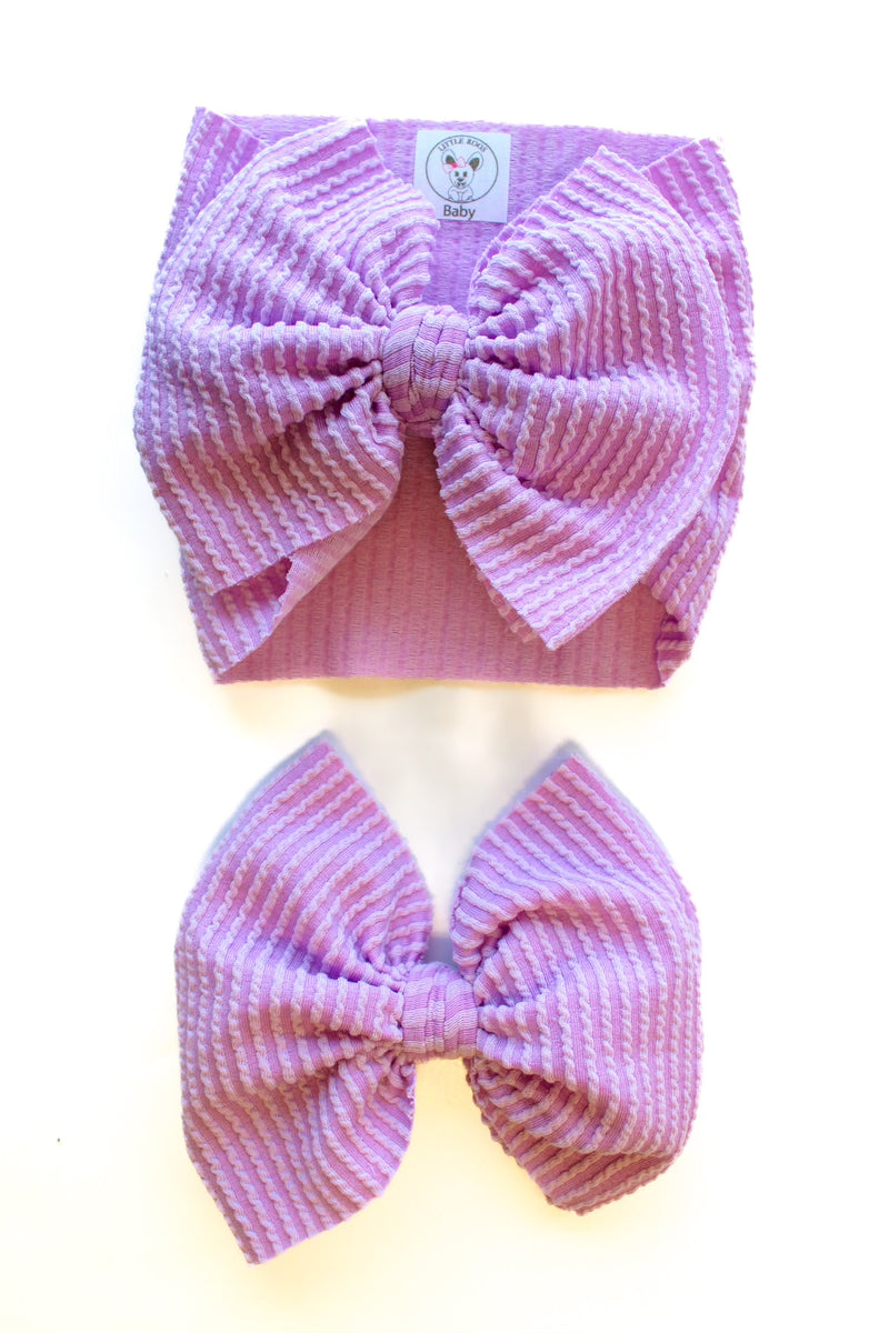 Amethyst - Waved Ribbed Hair Bow - Made to Order