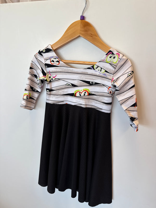 Mummy (Glow in the Dark) Twirl Dress - 3/4 sleeves - size 2T
