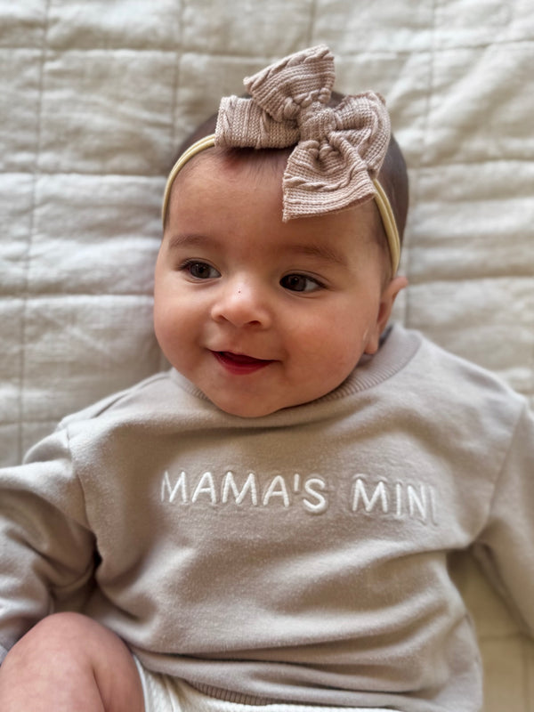 Taupe Cable - Hair Bow- Made to Order