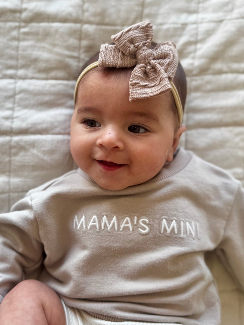 Taupe Cable - Hair Bow- Made to Order