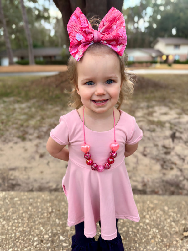 Confetti Hearts Hair Bow - Made to Order