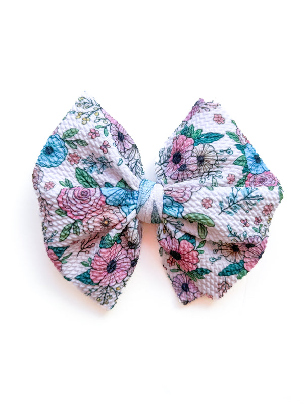 Tea Rose Fall Floral Hair Bow - Made to Order