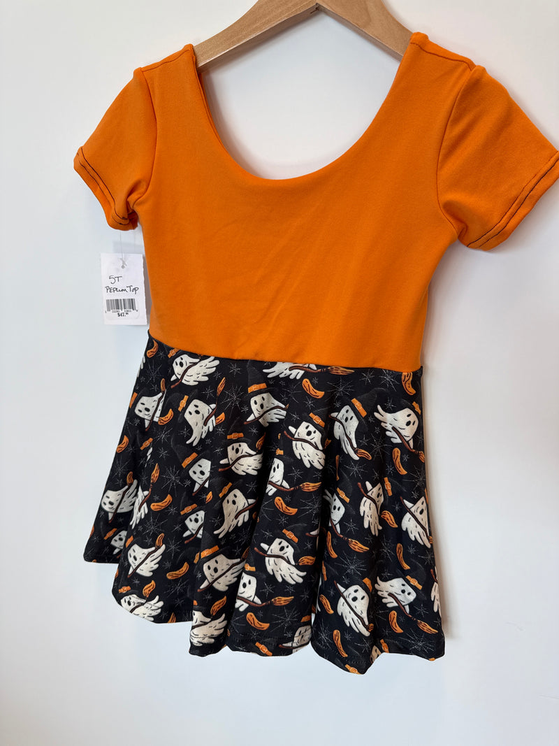 Goulish Ghosts Peplum Top - size 5T
