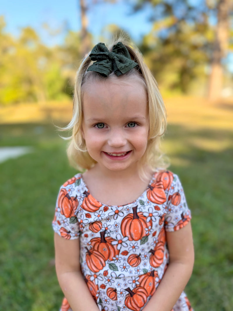 Pine Green Cable - Hair Bow- Made to Order