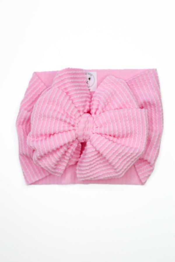 Candy Pink - Waved Ribbed  - Double Loop Bow - Made to Order