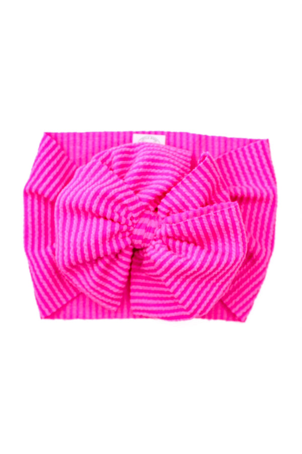 Hot Pink - Waved Ribbed  - Double Loop Bow - Made to Order