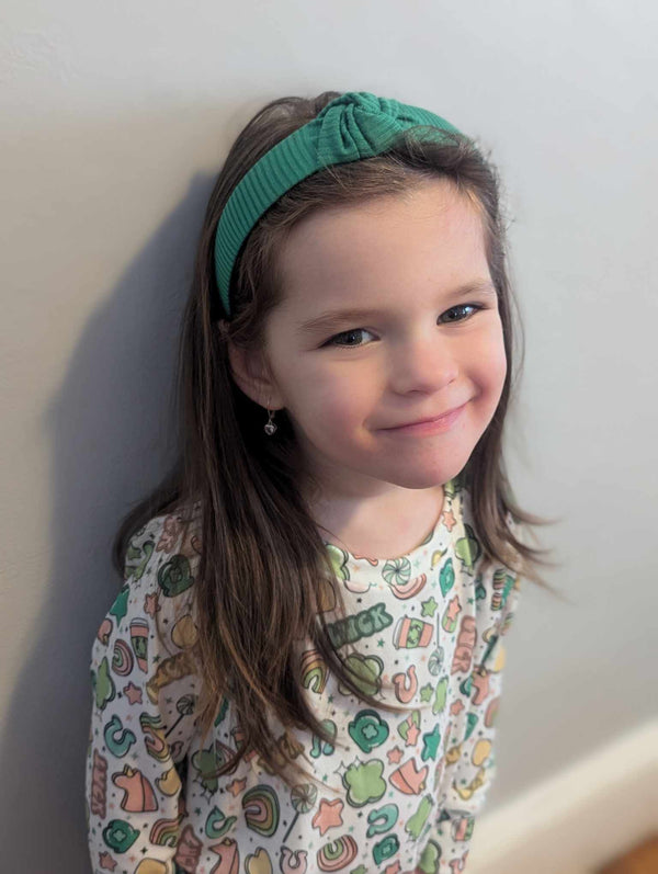 Kelly Green - Ribbed Hair Bow - Made to Order