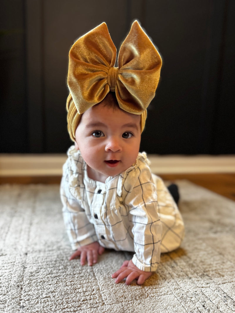 Golden - Velvet Hair Bow - Made to Order