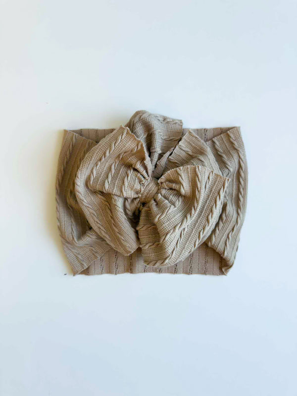 Taupe Cable - Hair Bow- Made to Order
