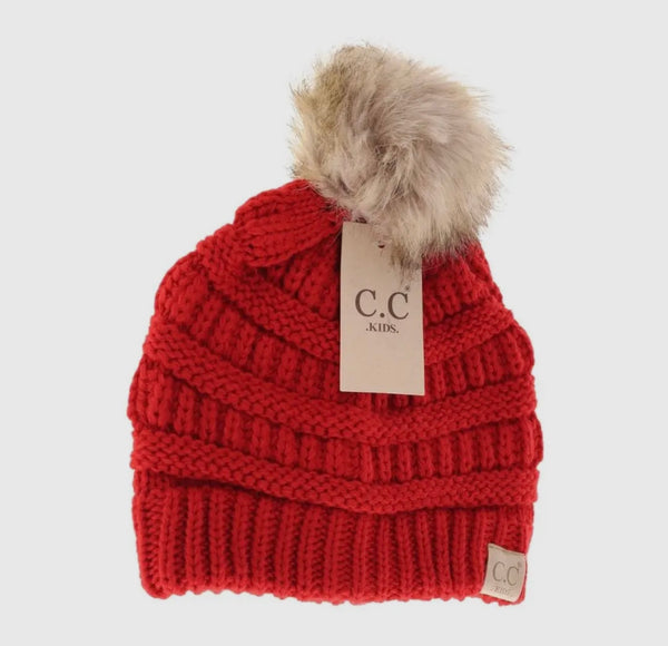 Fur Pom CC Beanie Hats - Kid