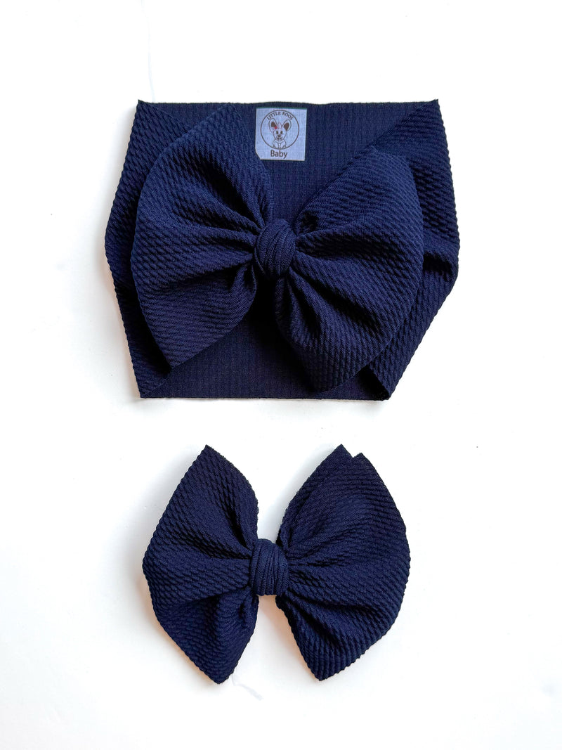 Navy Hair Bow - Made to Order