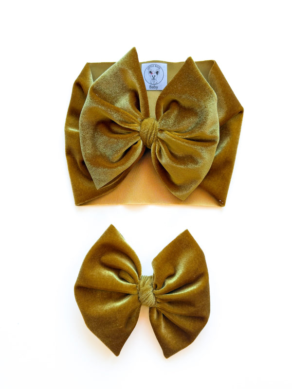 Golden - Velvet Hair Bow - Made to Order