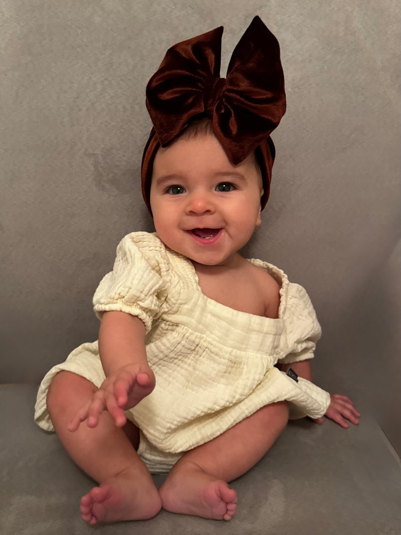 Chocolate - Velvet Hair Bow - Made to Order