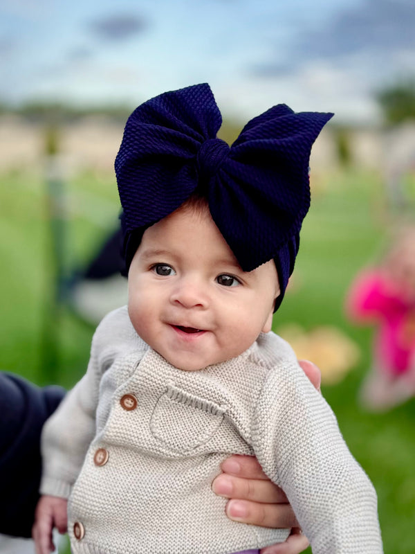 Navy Hair Bow - Made to Order