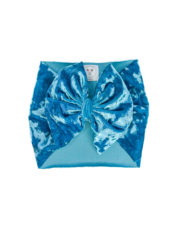 Teal - Crushed Velvet Hair Bow - Made to Order