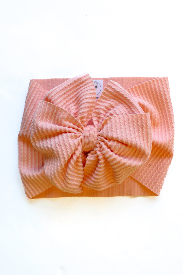 Apricot - Waved Ribbed  - Double Loop Bow - Made to Order