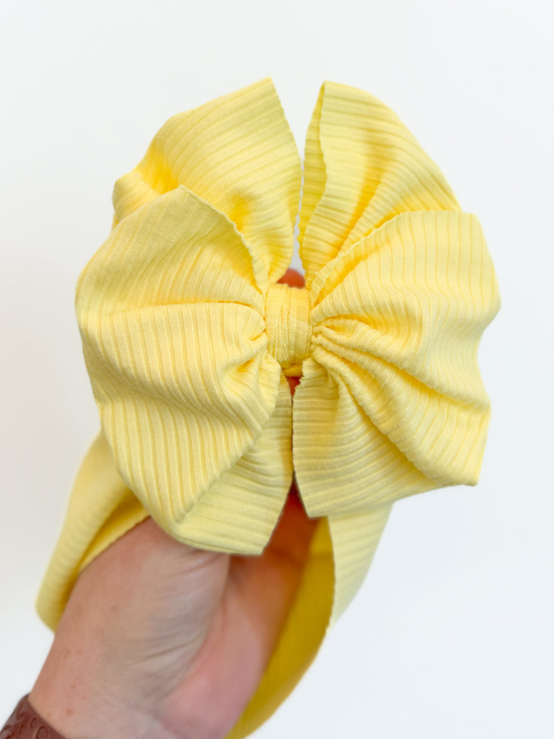 Lemon - Ribbed Hair Bow - Made to Order