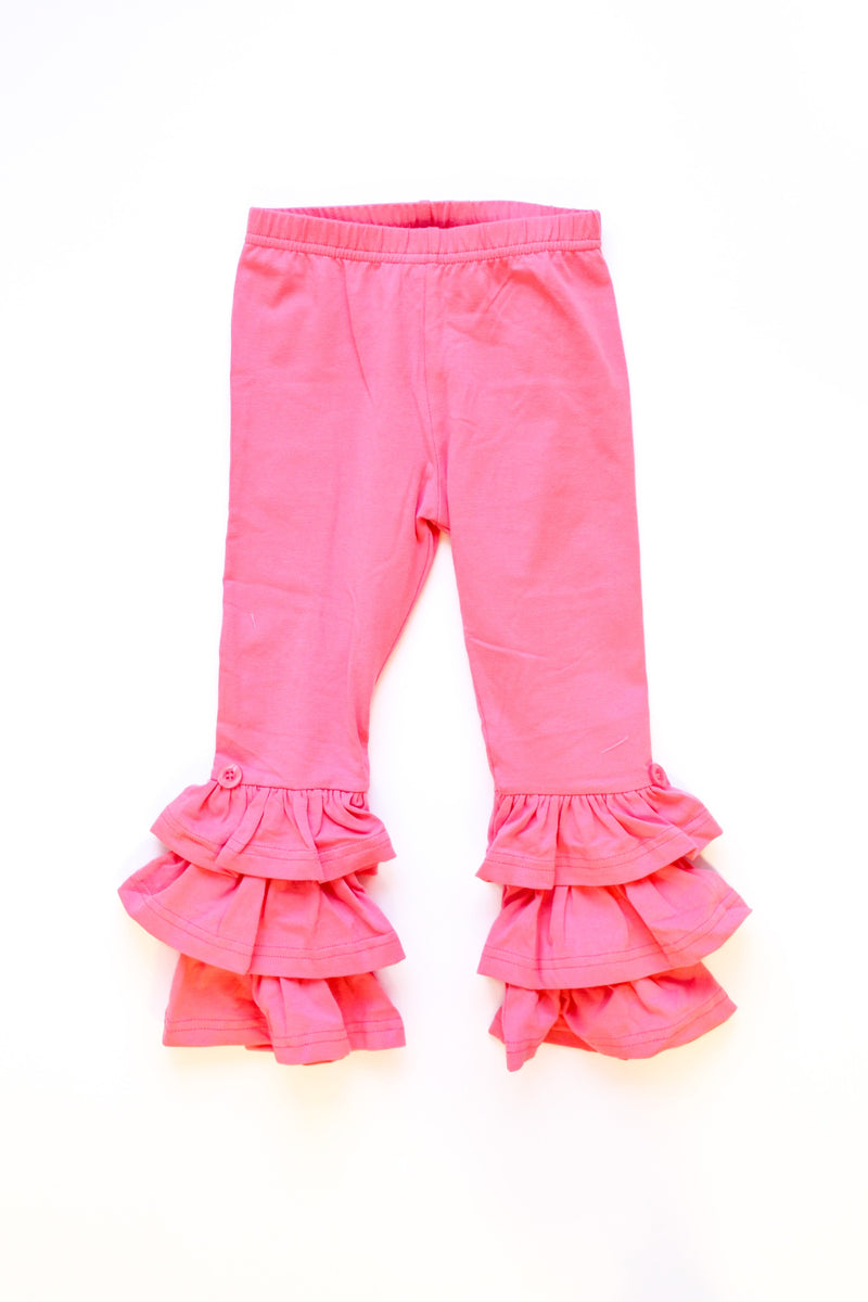 Strawberry Pink - Triple Ruffle Leggings