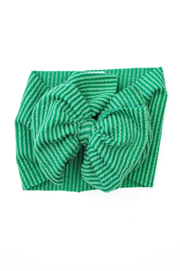 Green - Waved Ribbed  - Double Loop Bow - Made to Order