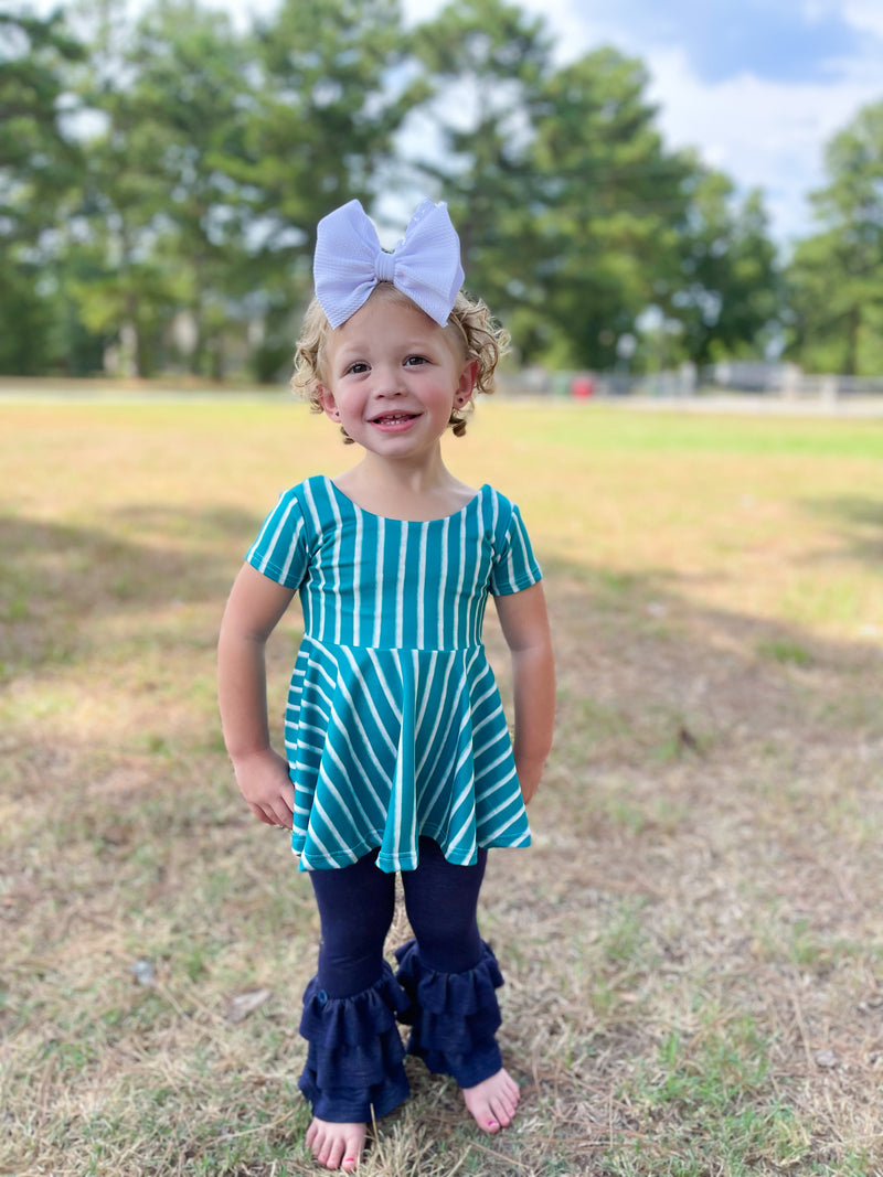 Teal Stripes Handmade Clothing -  Made to Order