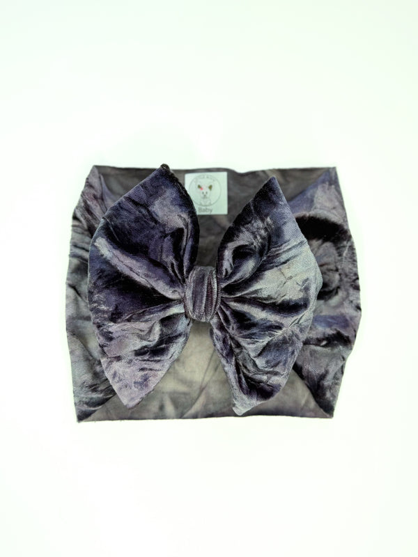 Stormy - Crushed Velvet Hair Bow - Made to Order
