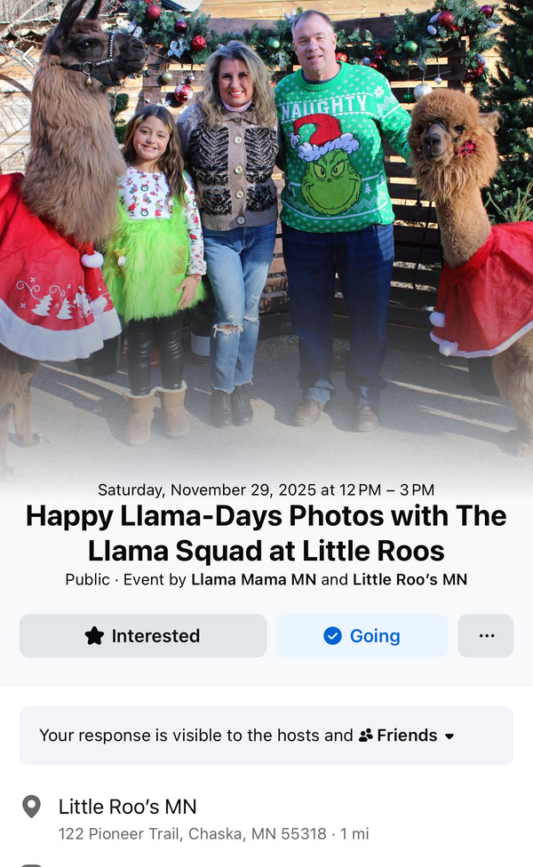Llama Photos with Llama Mama Squad - Nov 29th - INFORMATION LISTING ONLY