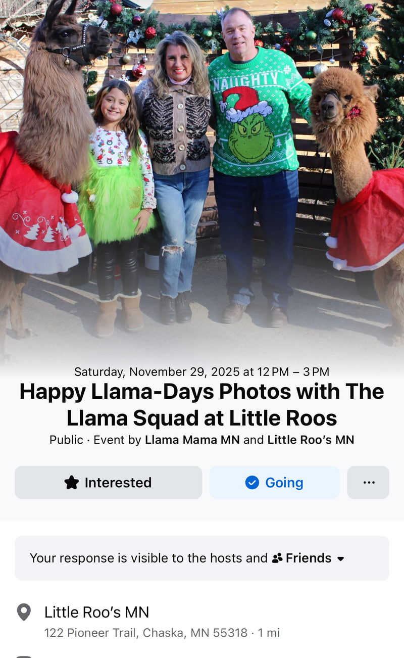 Llama Photos with Llama Mama Squad - Nov 29th - INFORMATION LISTING ONLY