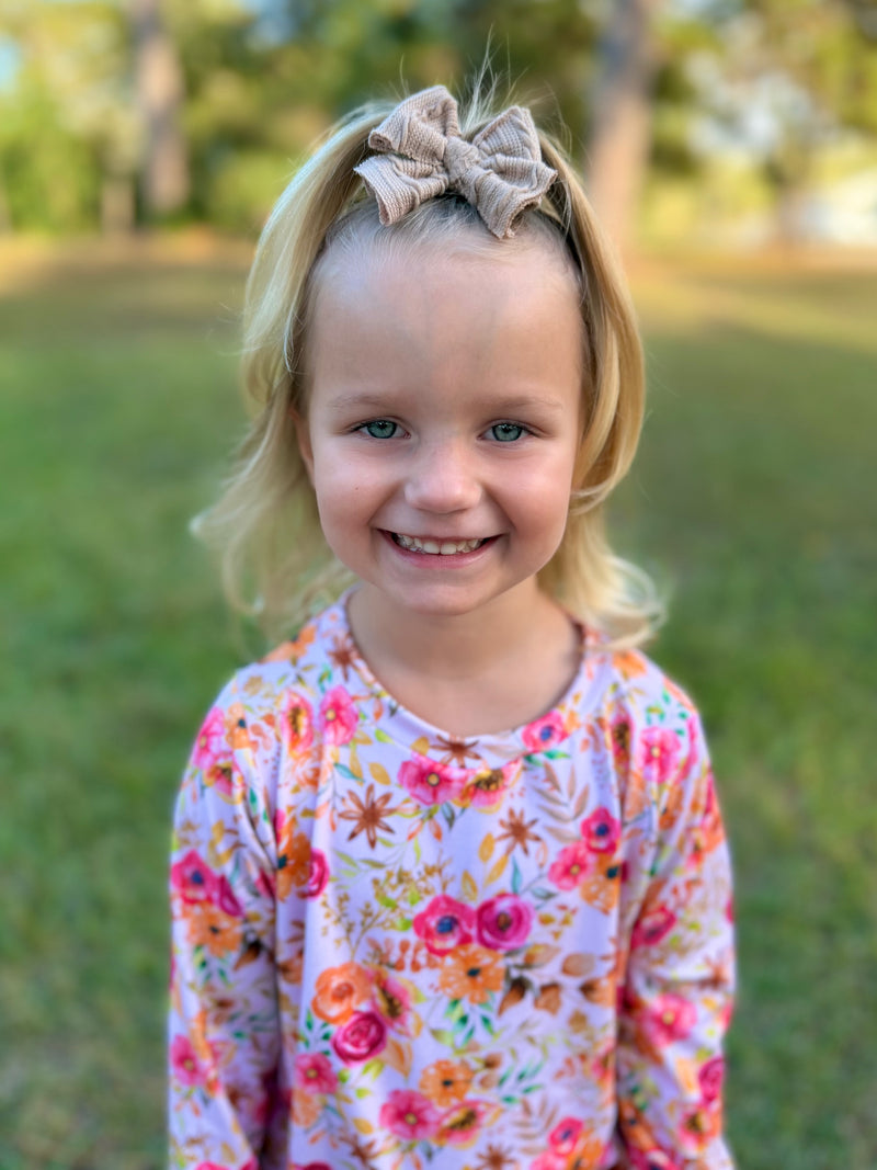 Taupe Cable - Hair Bow- Made to Order