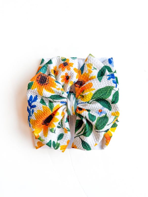 Sunflower Meadow - Double Loop Hair Bow - Made to Order