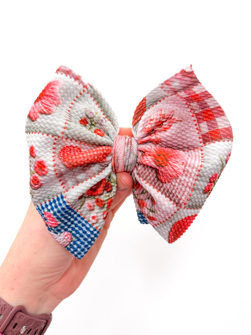 Quilted Romance Hair Bow - Made to Order