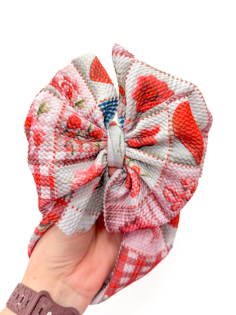 Quilted Romance - Double Loop Hair Bow - Made to Order