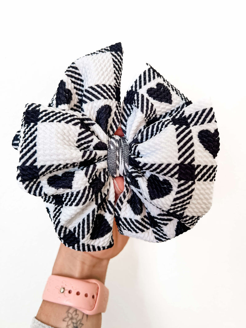 Checkmate Hearts - Double Loop Hair Bow - Made to Order