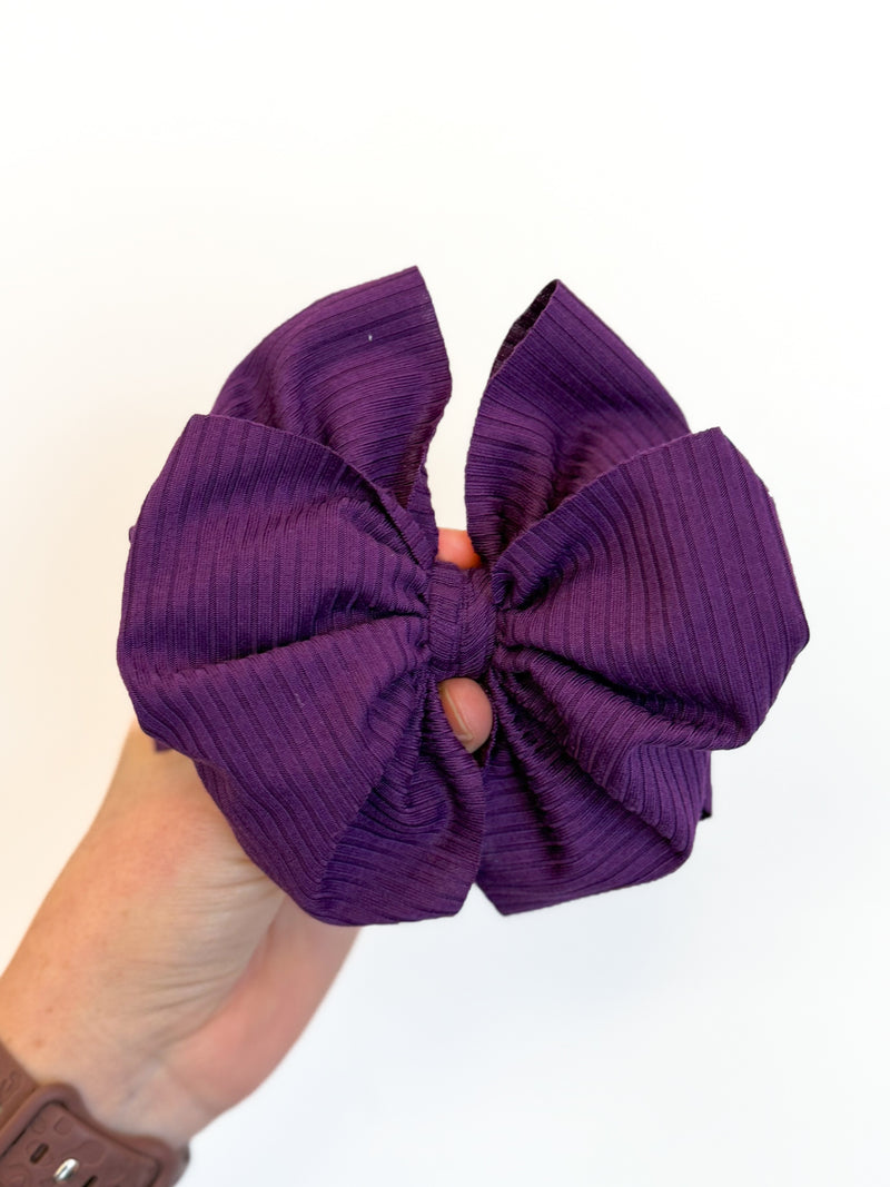 Violet Purple - Ribbed Hair Bow - Made to Order