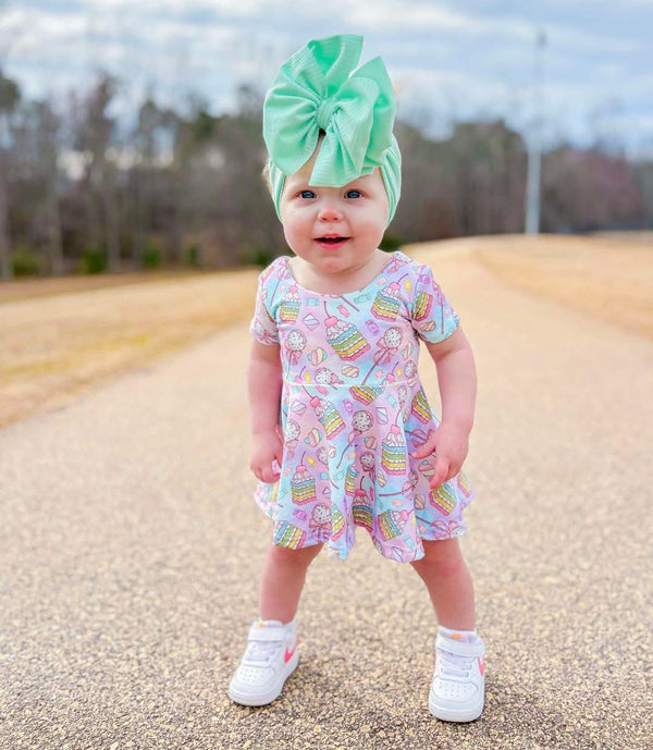 Mint - Ribbed Hair Bow - Made to Order