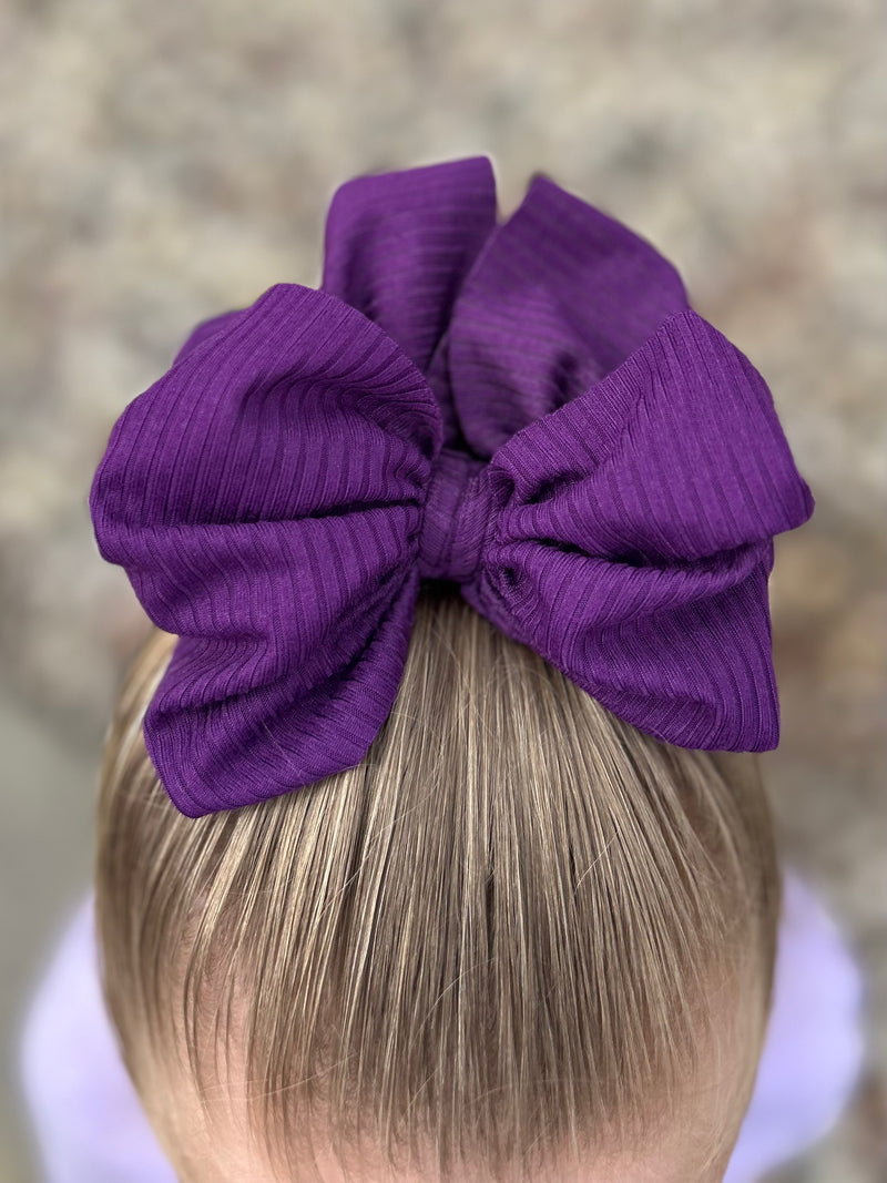 Violet Purple - Ribbed Hair Bow - Made to Order