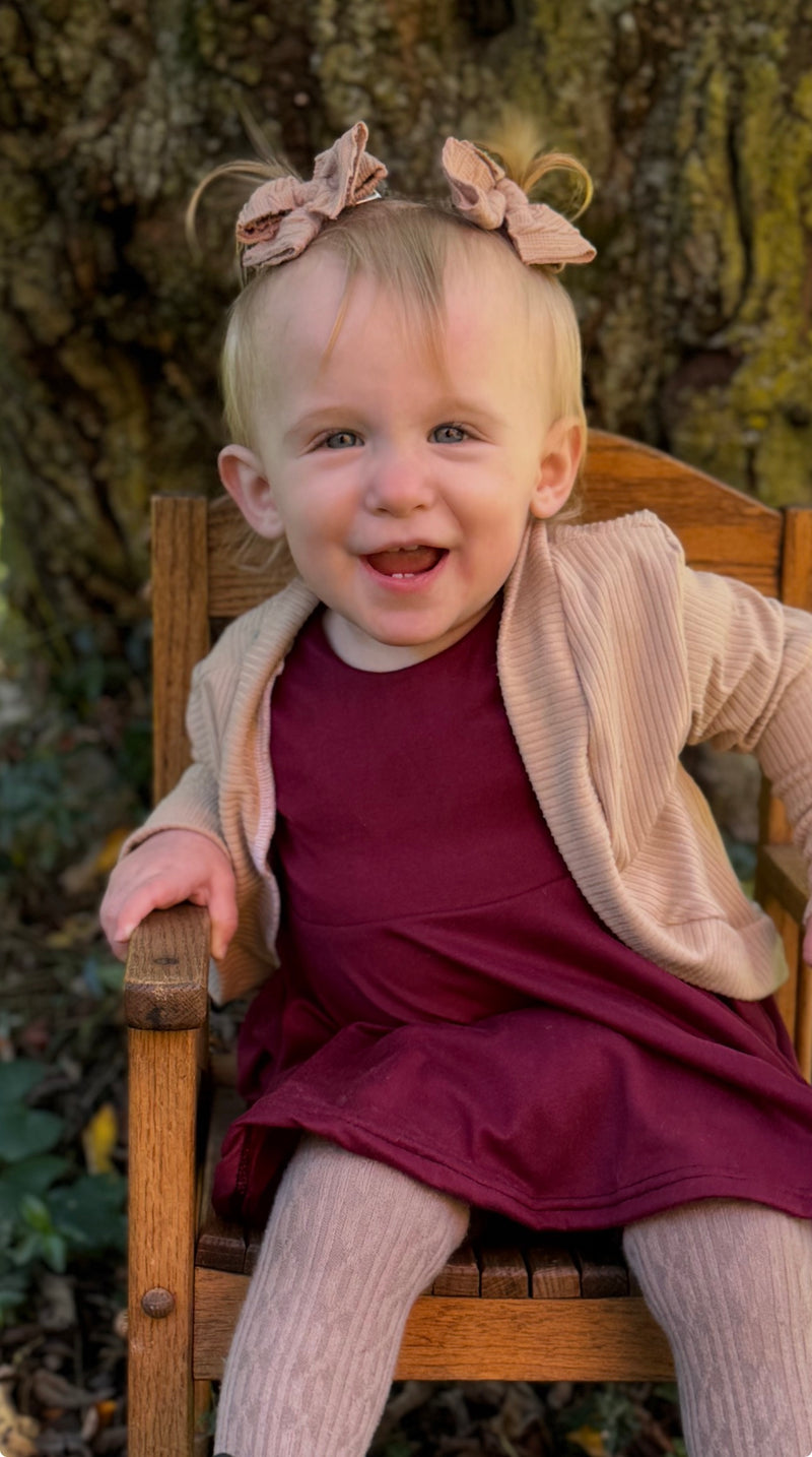 Taupe Cable - Hair Bow- Made to Order