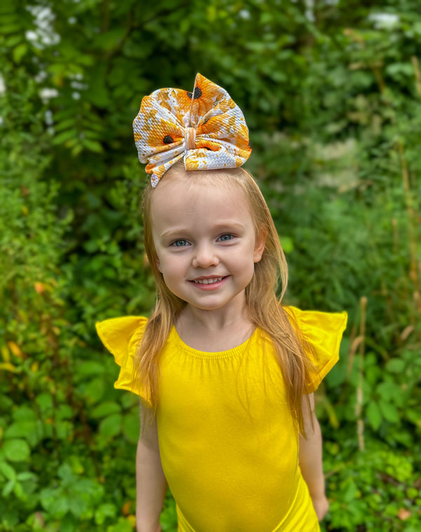 Golden Blooms - Double Loop Bow - Made to Order