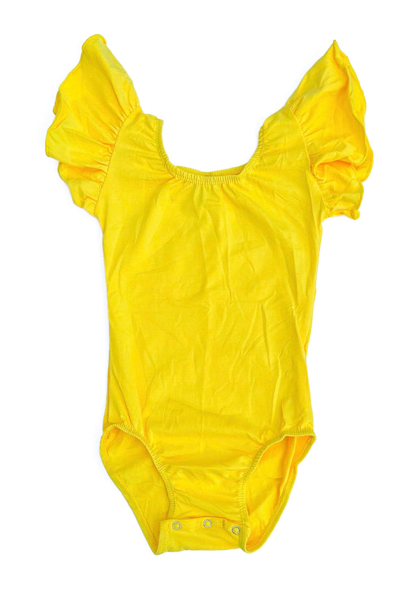 Canary Yellow - Short Sleeve Flutter Leotards - RTS