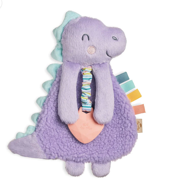 Itzy Lovey™ Dempsey Dino (purple) Plush with Silicone Teether Toy
