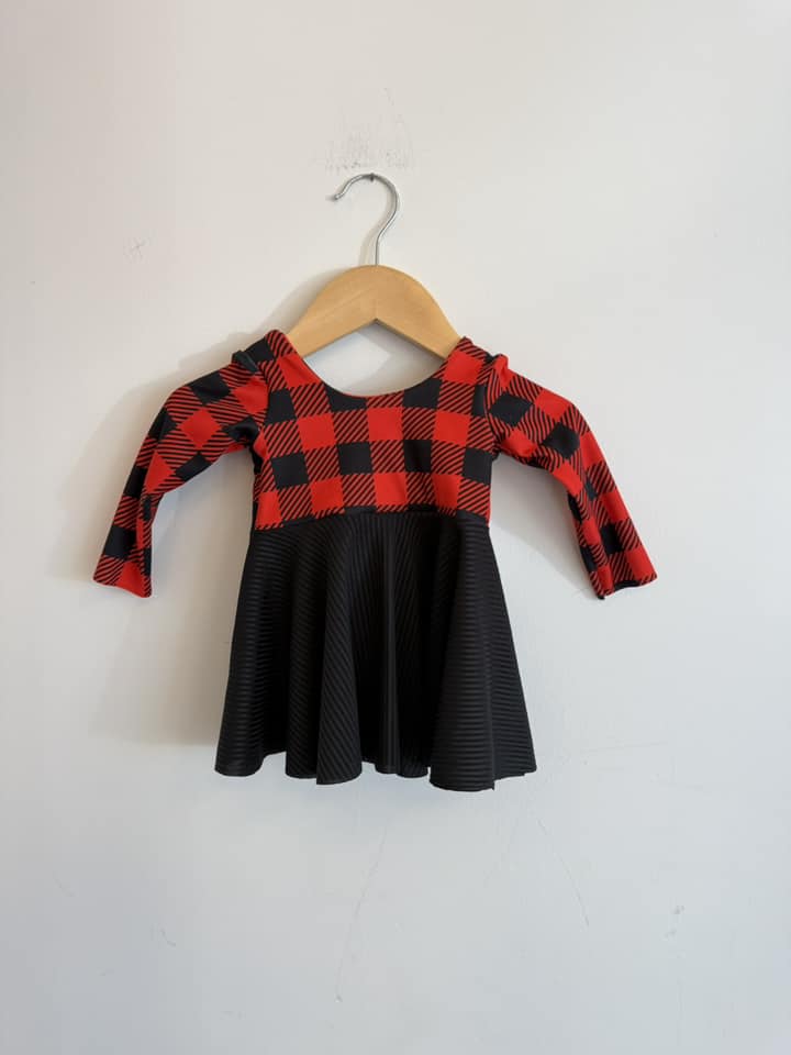 Newborn Peplum Top Red Buffalo Plaid - Ready to Ship