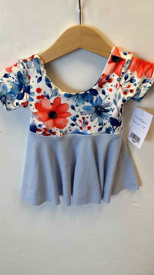 Newborn patriotic floral Peplum